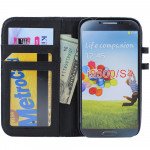 Wholesale Samsung Galaxy S4 Diamond Leather Wallet Case with Stand (Black)